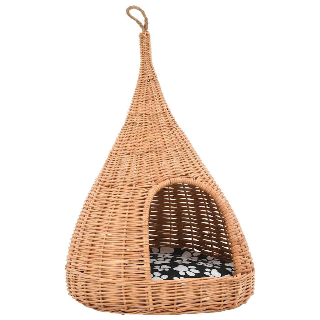Cesta per Gatti con Cuscino 40x60cm Teepee Salice Naturale — miniatura 2 di 7