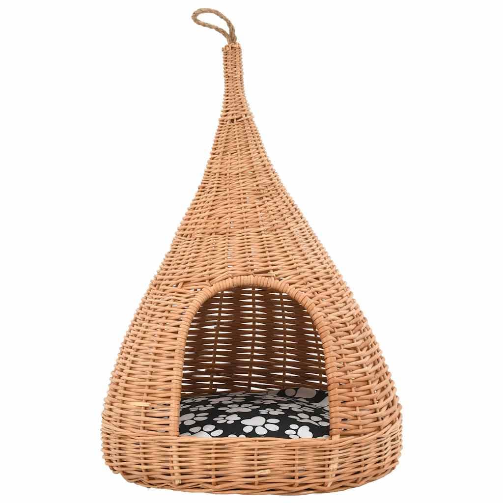 Cesta per Gatti con Cuscino 40x60cm Teepee Salice Naturale — miniatura 3 di 7
