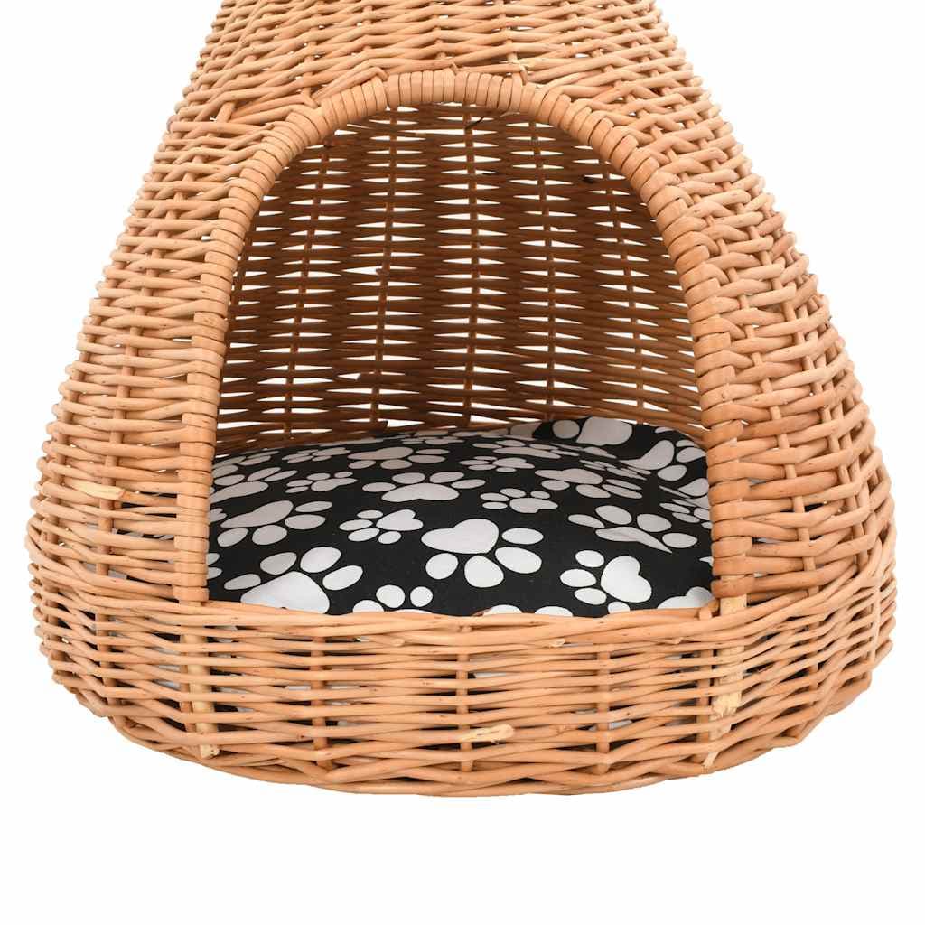 Cesta per Gatti con Cuscino 40x60cm Teepee Salice Naturale — miniatura 6 di 7
