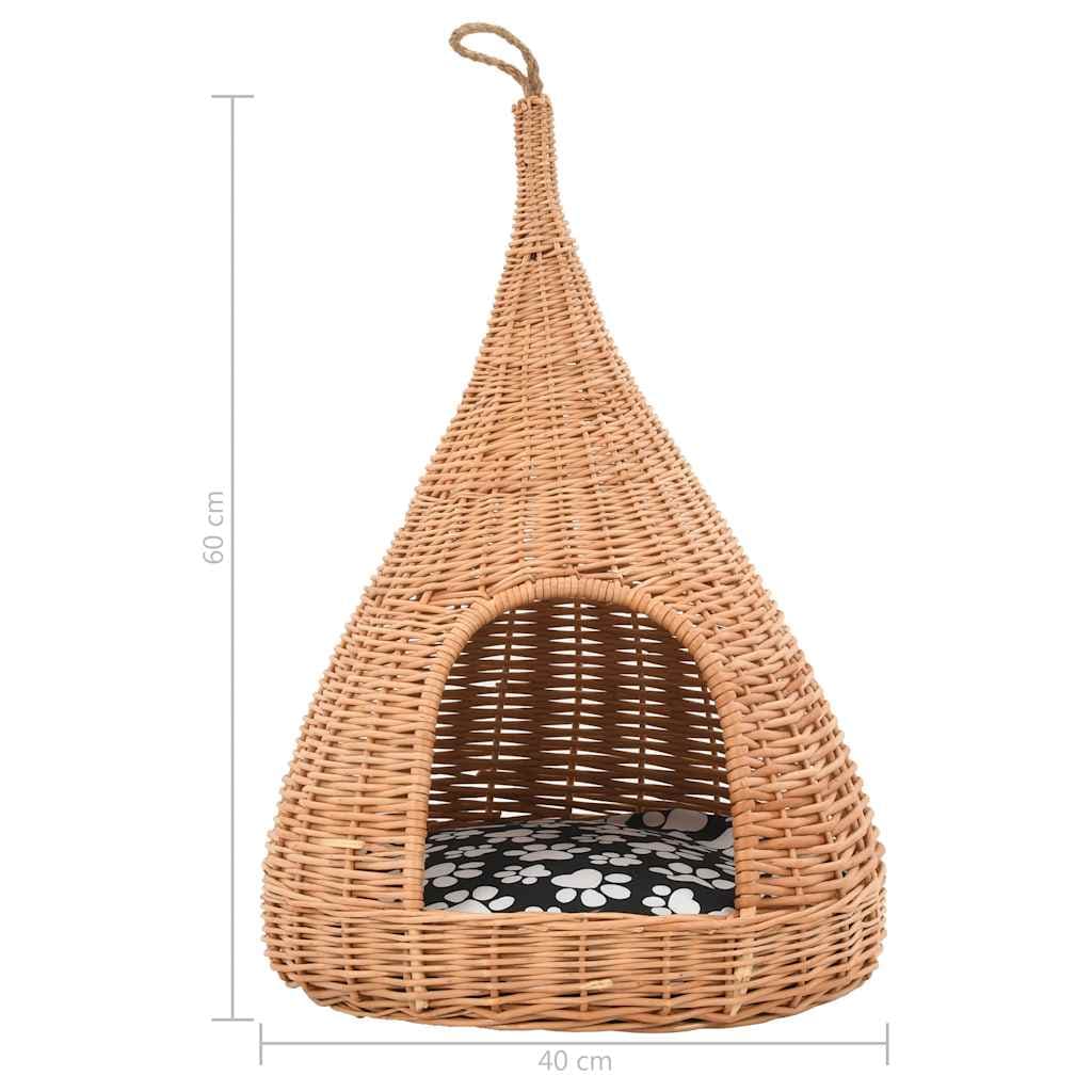 Cesta per Gatti con Cuscino 40x60cm Teepee Salice Naturale — miniatura 7 di 7