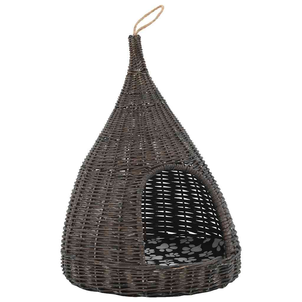 Cesta per Gatti Cuscino Grigio 40x60cm Teepee Salice Naturale — miniatura 2 di 7