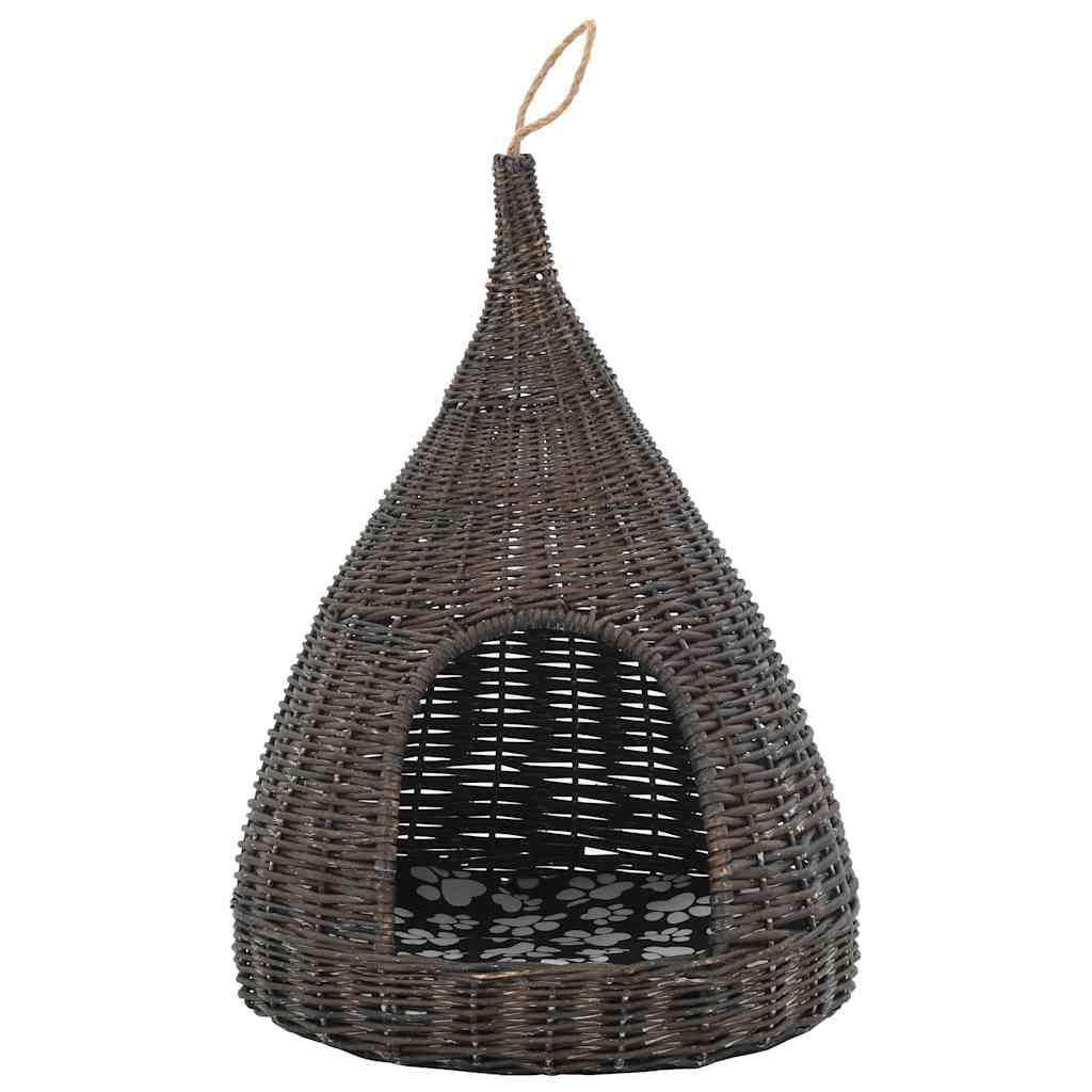 Cesta per Gatti Cuscino Grigio 40x60cm Teepee Salice Naturale — miniatura 3 di 7