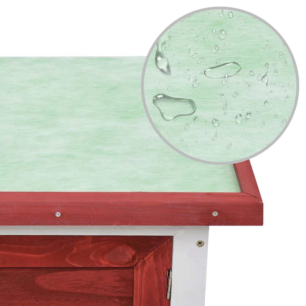Conigliera per Esterni con Piano Singolo Rossa in Legno — miniatura 3 di 7