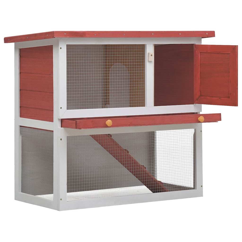 Conigliera per Esterni con 1 Porta Rosso in Legno — miniatura 1 di 7