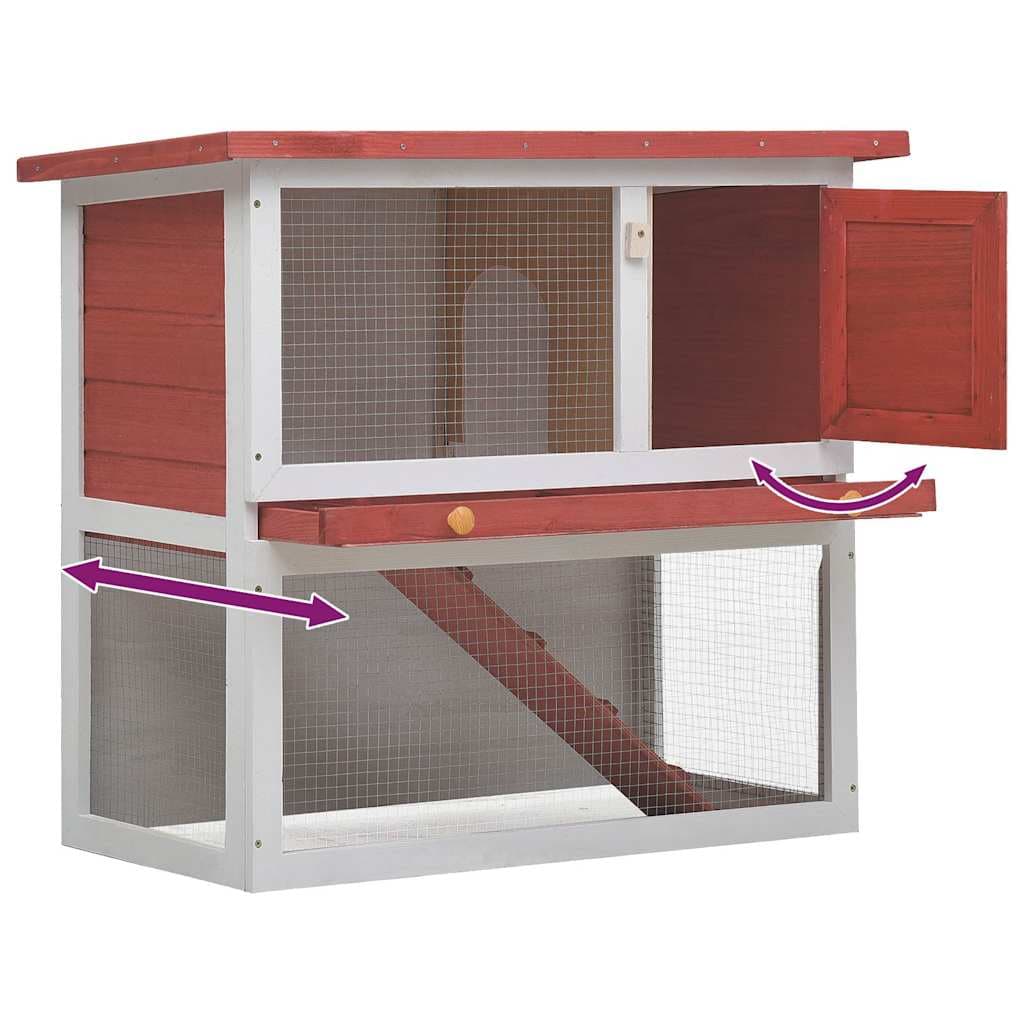 Conigliera per Esterni con 1 Porta Rosso in Legno — miniatura 4 di 7