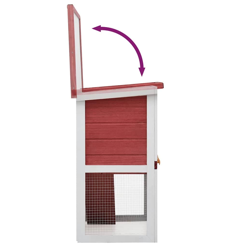 Conigliera per Esterni con 1 Porta Rosso in Legno — miniatura 5 di 7