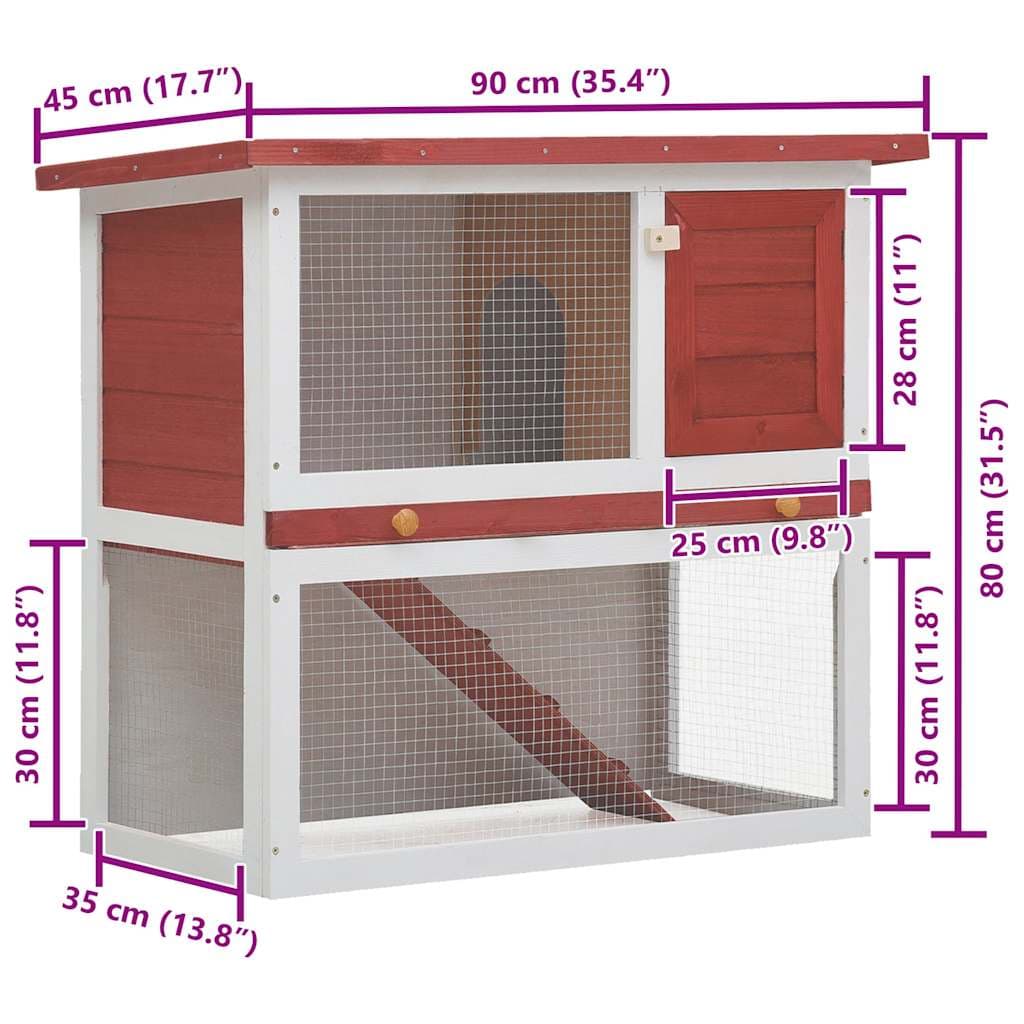 Conigliera per Esterni con 1 Porta Rosso in Legno — miniatura 6 di 7