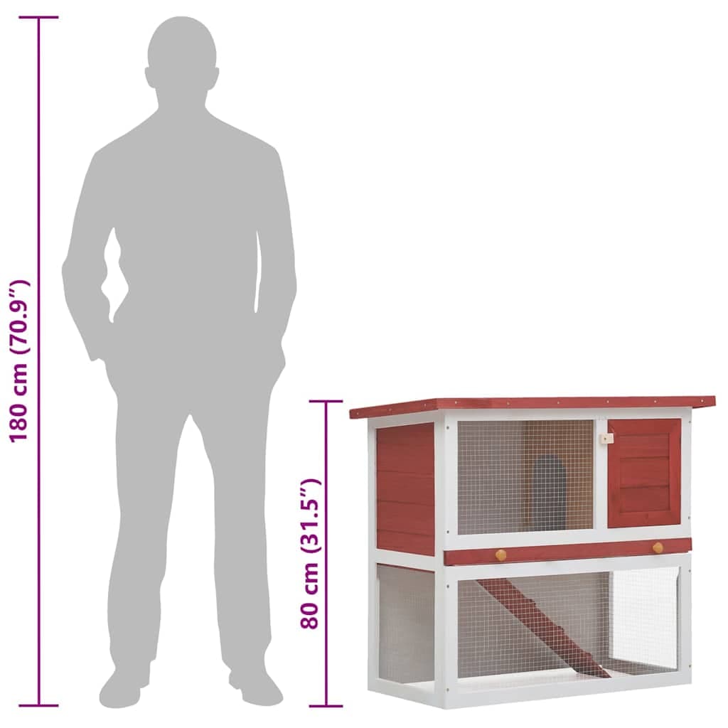 Conigliera per Esterni con 1 Porta Rosso in Legno — miniatura 7 di 7