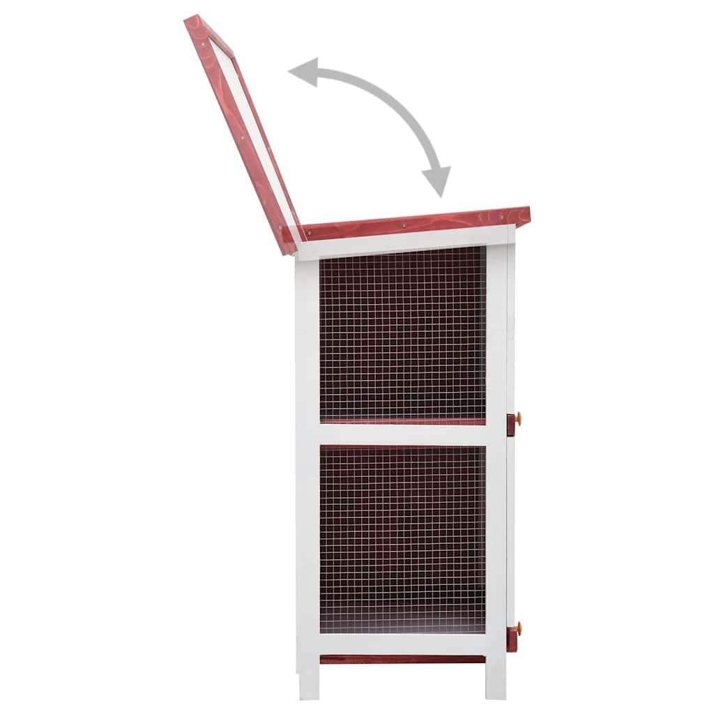 Conigliera per Esterni con 4 Porte Rosso in Legno — miniatura 6 di 8