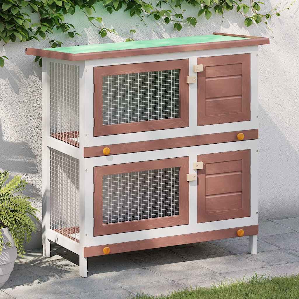 Conigliera per Esterni con 4 Porte Rosso in Legno — miniatura 1 di 8