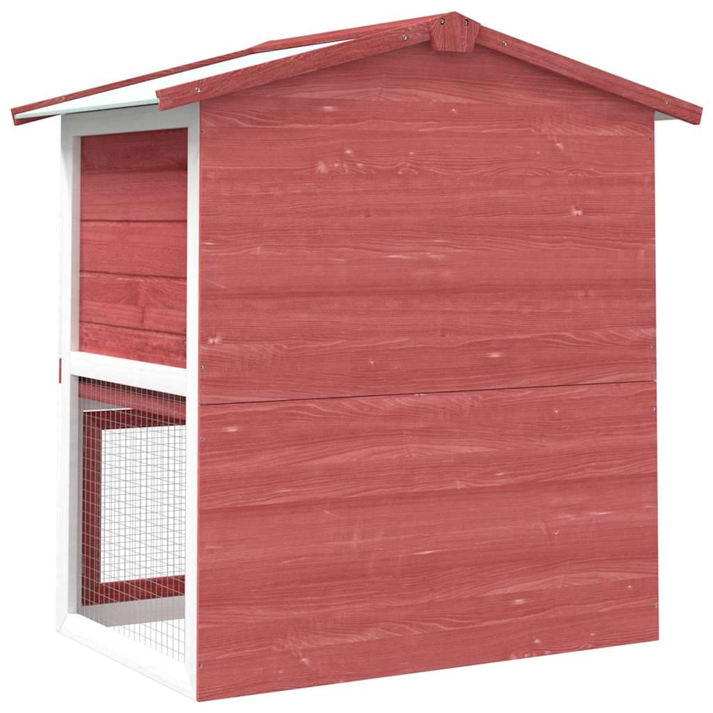 Conigliera per Esterni con 3 Porte Rossa in Legno — miniatura 3 di 5