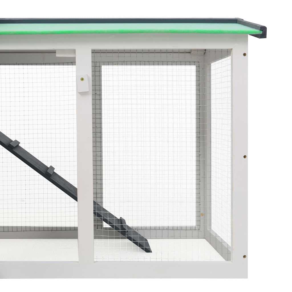 Conigliera per Esterni Grande Grigia e Bianca 145x45x84cm Legno — miniatura 4 di 9