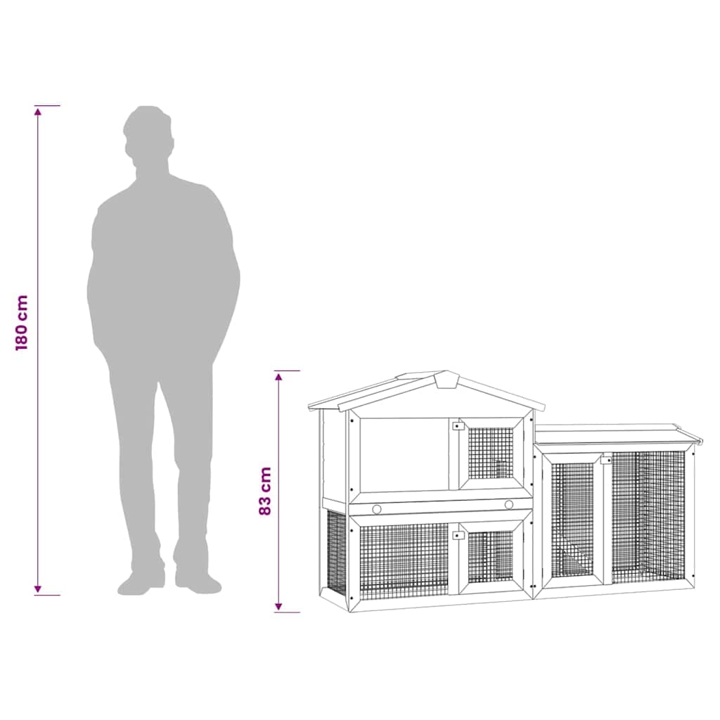 Conigliera per Esterni Grande Grigia e Bianca 145x45x84cm Legno — miniatura 8 di 9