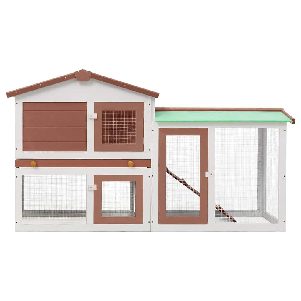 Conigliera per Esterni Grande Marrone Bianca 145x45x84 cm Legno — miniatura 3 di 7