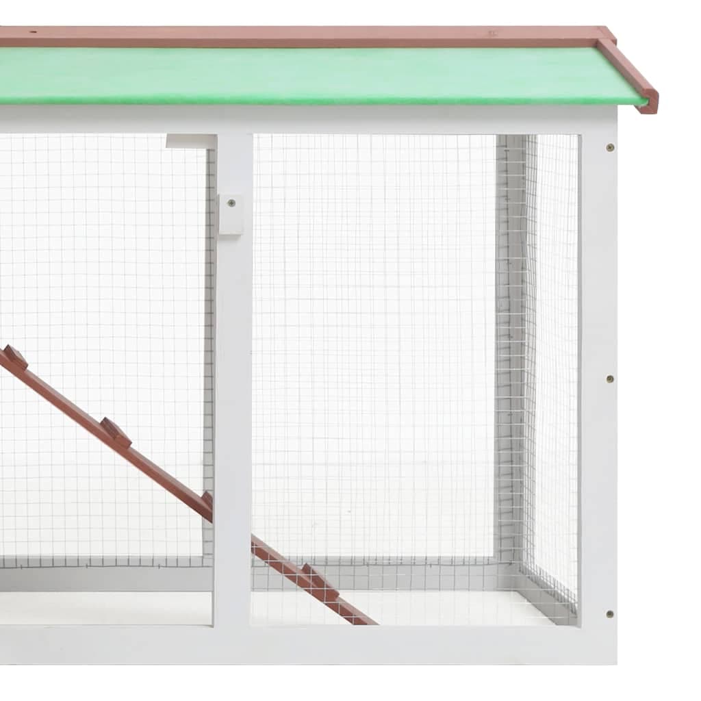 Conigliera per Esterni Grande Marrone Bianca 145x45x84 cm Legno — miniatura 4 di 7