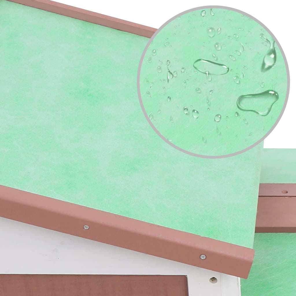 Conigliera per Esterni Grande Marrone Bianca 145x45x84 cm Legno — miniatura 5 di 7