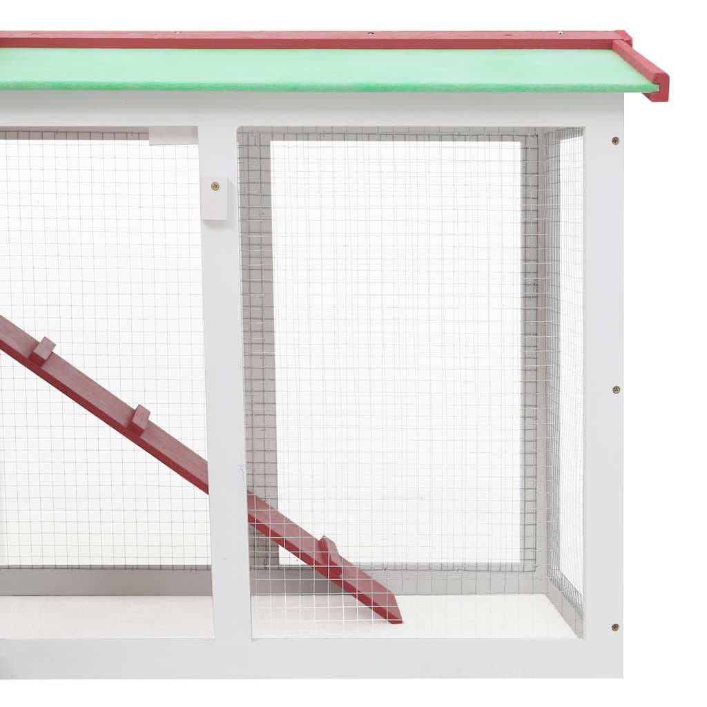 Conigliera per Esterni Grande Rossa e Bianca 145x45x84 cm Legno — miniatura 4 di 7