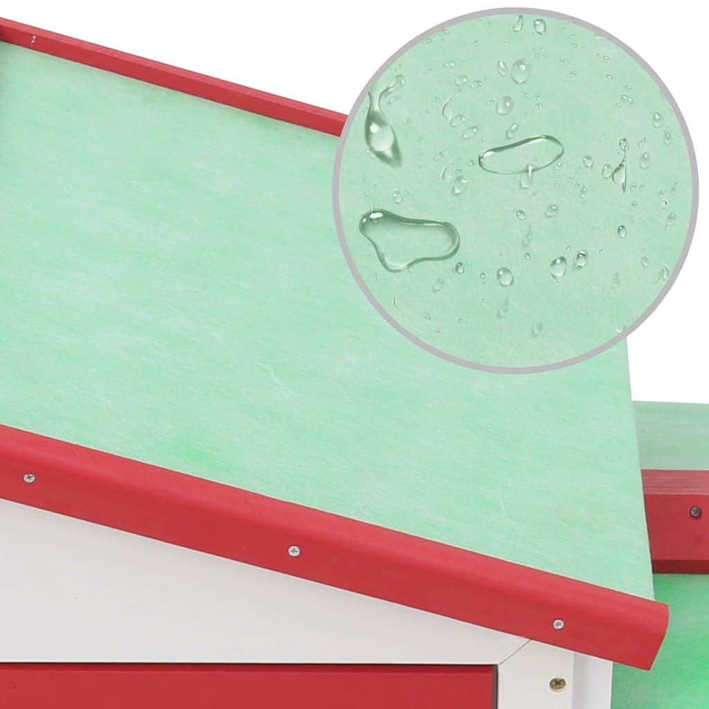 Conigliera per Esterni Grande Rossa e Bianca 145x45x84 cm Legno — miniatura 5 di 7
