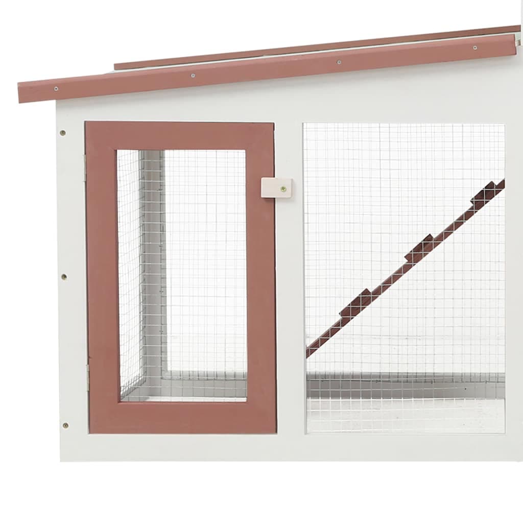 Conigliera per Esterni Grande Marrone Bianca 201x45x85cm Legno — miniatura 4 di 8