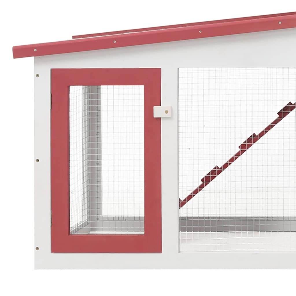 Conigliera per Esterni Grande Rossa e Bianca 201x45x85cm Legno — miniatura 4 di 8