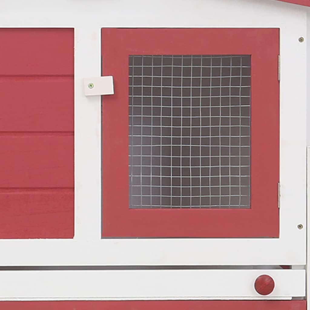 Conigliera per Esterni Grande Rossa e Bianca 201x45x85cm Legno — miniatura 5 di 8