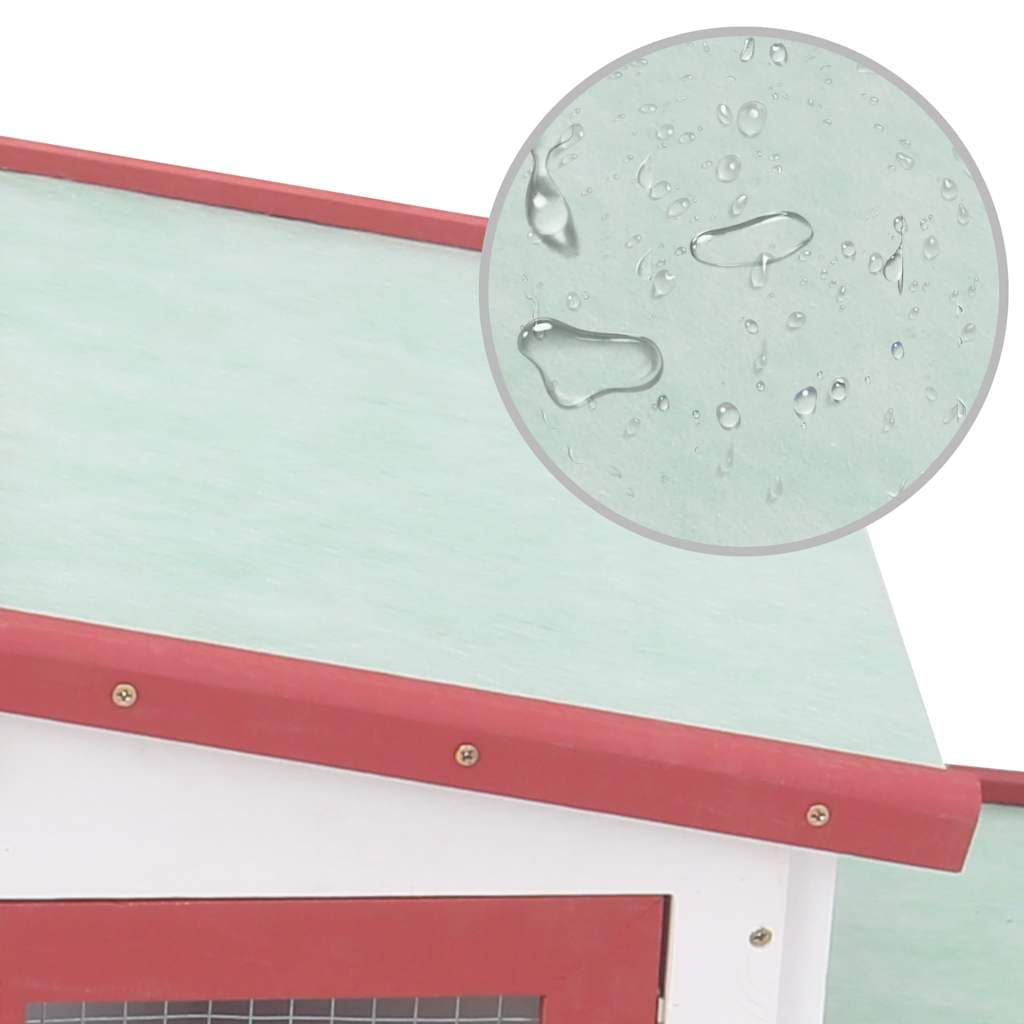 Conigliera per Esterni Grande Rossa e Bianca 201x45x85cm Legno — miniatura 6 di 8