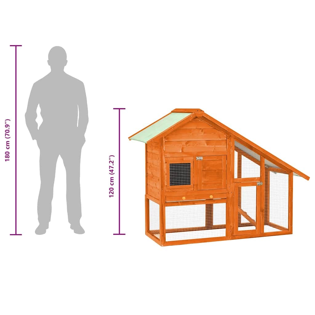 Conigliera 140x63x120 cm Legno Massello di Abete — miniatura 10 di 10
