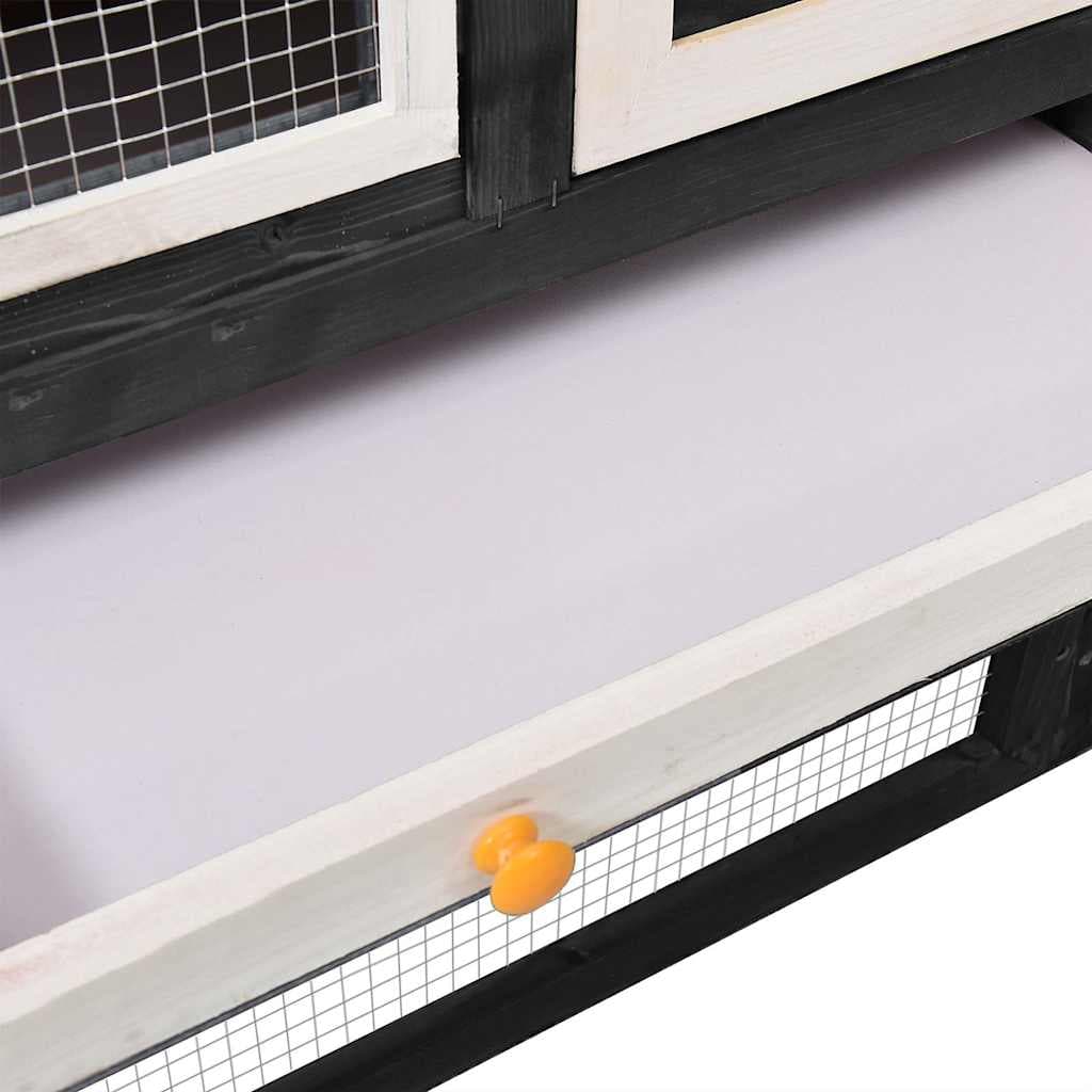 Conigliera Grigio e Bianco 140x63x120cm Legno Massello di Abete — miniatura 6 di 10