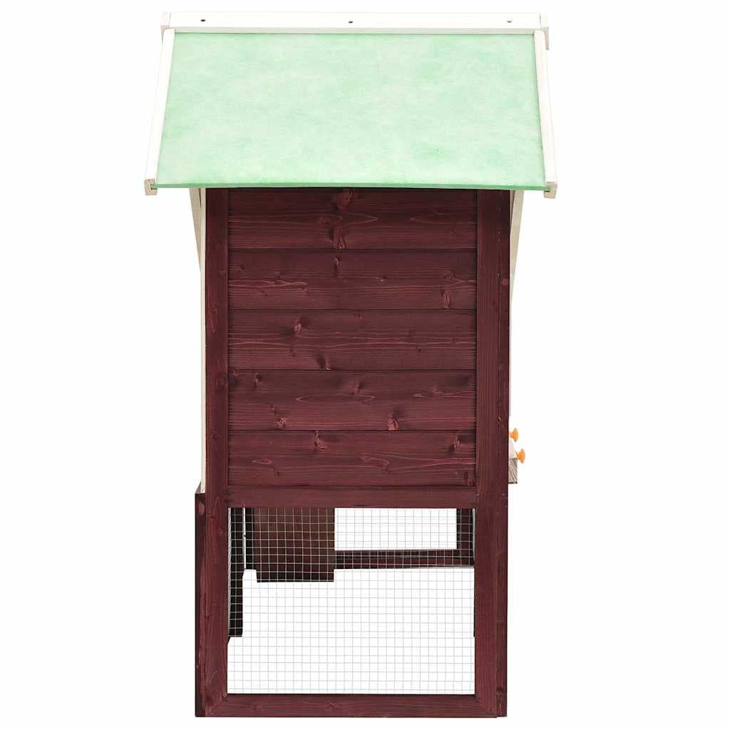 Conigliera Moca e Bianco 140x63x120 cm Legno Massello di Abete — miniatura 2 di 10