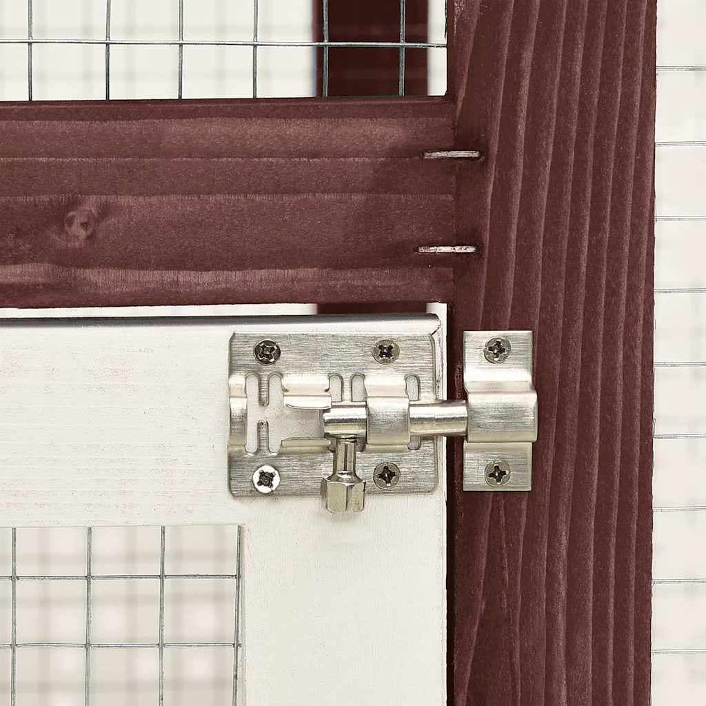 Conigliera Moca e Bianco 140x63x120 cm Legno Massello di Abete — miniatura 3 di 10