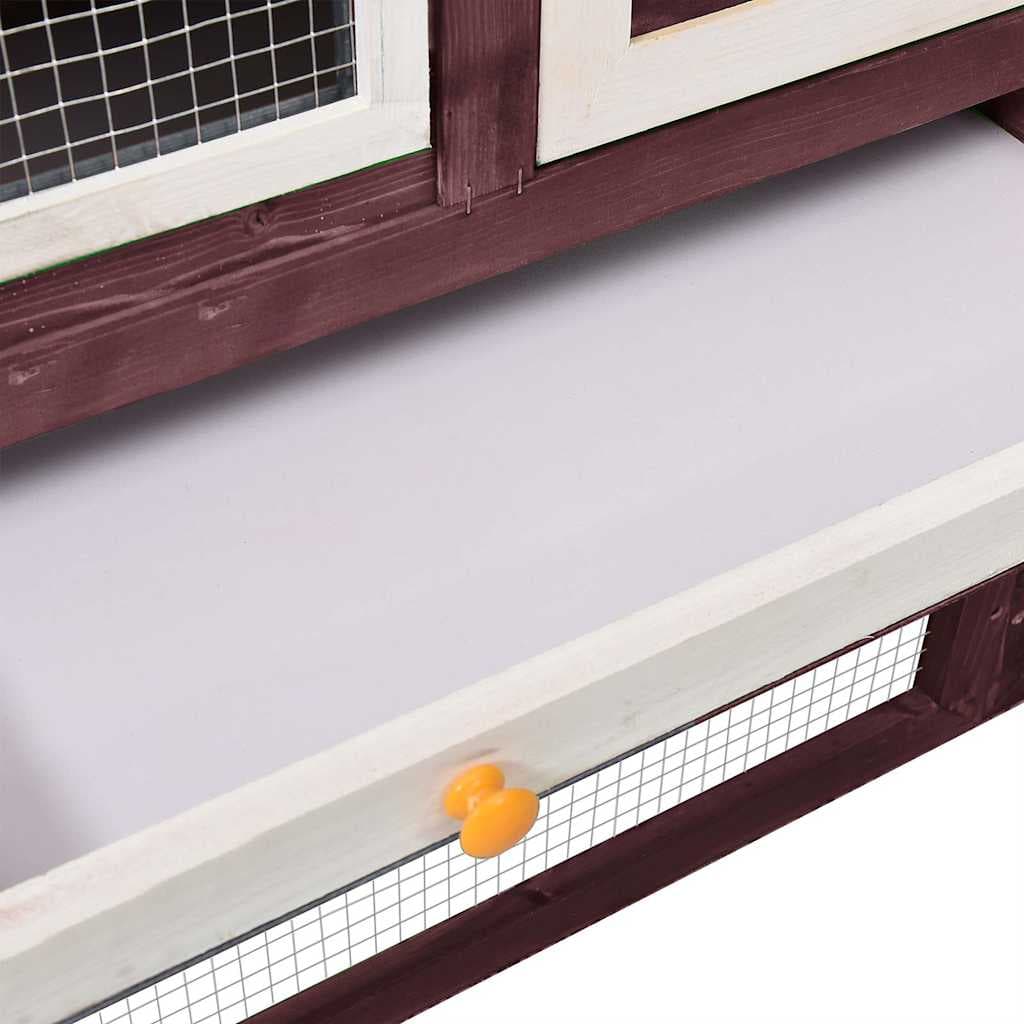 Conigliera Moca e Bianco 140x63x120 cm Legno Massello di Abete — miniatura 7 di 10