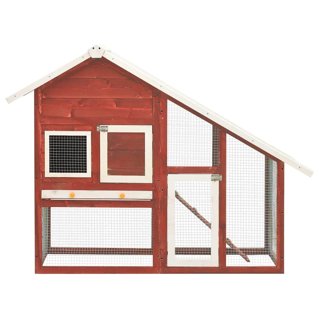 Conigliera Rosso e Bianco 140x63x120cm Legno Massello di Abete — miniatura 1 di 10