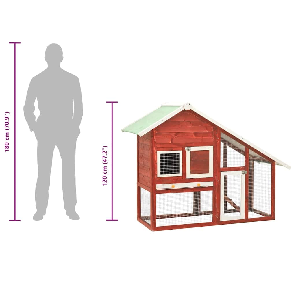 Conigliera Rosso e Bianco 140x63x120cm Legno Massello di Abete — miniatura 10 di 10