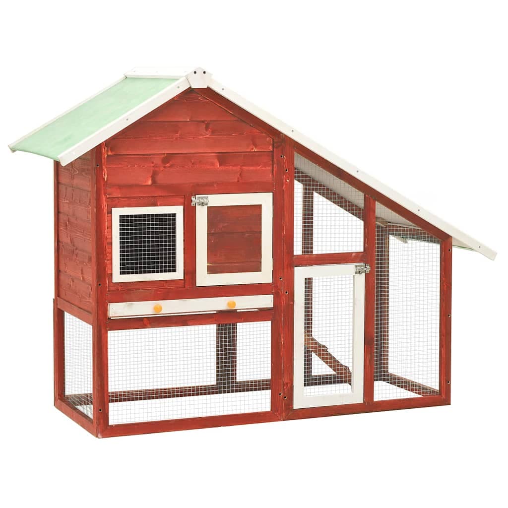 Conigliera Rosso e Bianco 140x63x120cm Legno Massello di Abete — miniatura 8 di 10