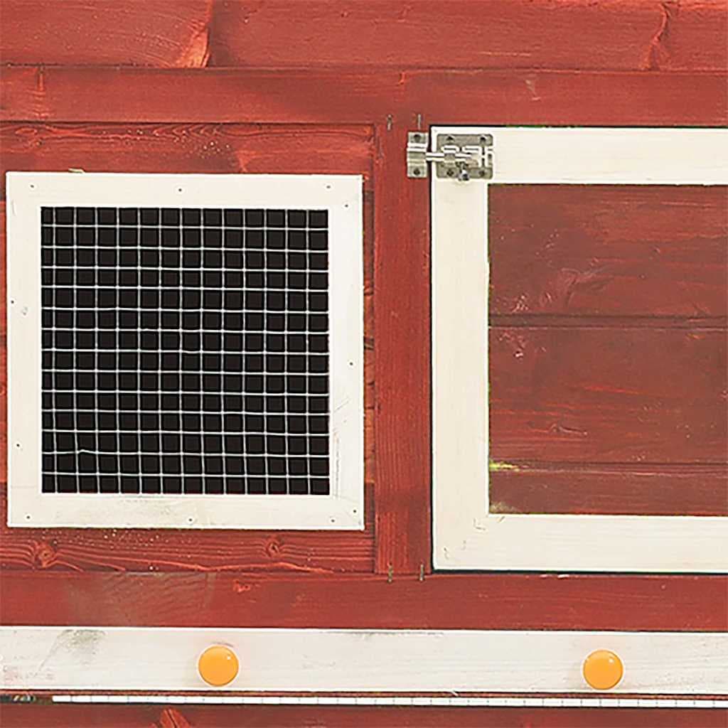 Conigliera Rosso e Bianco 140x63x120cm Legno Massello di Abete — miniatura 3 di 10