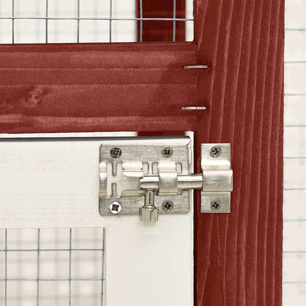 Conigliera Rosso e Bianco 140x63x120cm Legno Massello di Abete — miniatura 7 di 10
