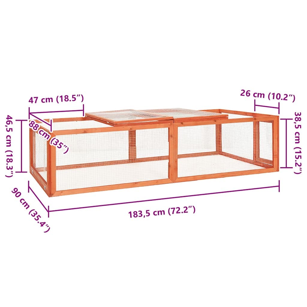 Conigliera 183x90x46,5 cm in Legno Massello di Abete — miniatura 5 di 6