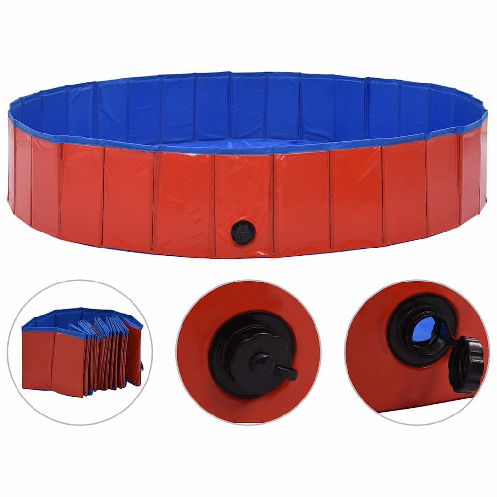 Piscina per Cani Pieghevole Rossa 160x30 cm in PVC — miniatura 2 di 9