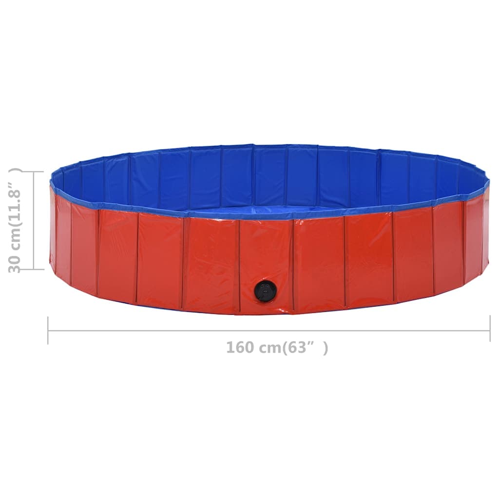 Piscina per Cani Pieghevole Rossa 160x30 cm in PVC — miniatura 8 di 9