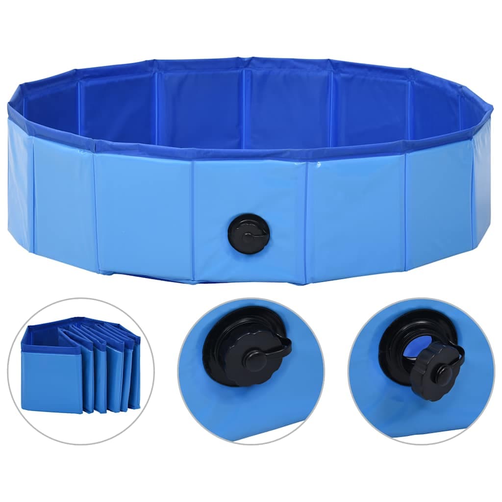 Piscina per Cani Pieghevole Blu 80x20 cm in PVC — foto 2 di 10