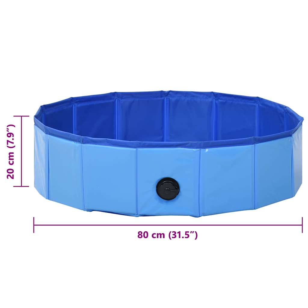 Piscina per Cani Pieghevole Blu 80x20 cm in PVC — foto 8 di 10