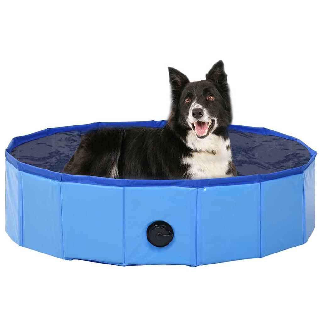 Piscina per Cani Pieghevole Blu 80x20 cm in PVC