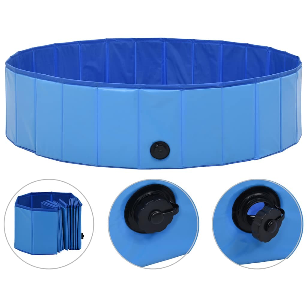 Piscina per Cani Pieghevole Blu 120x30 cm in PVC — miniatura 2 di 9