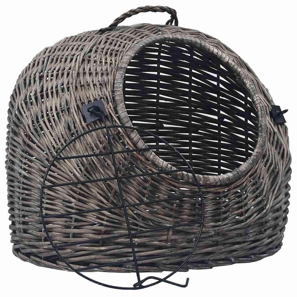 Trasportino per Gatti Grigio 45x35x35 cm in Salice Naturale — miniatura 2 di 7