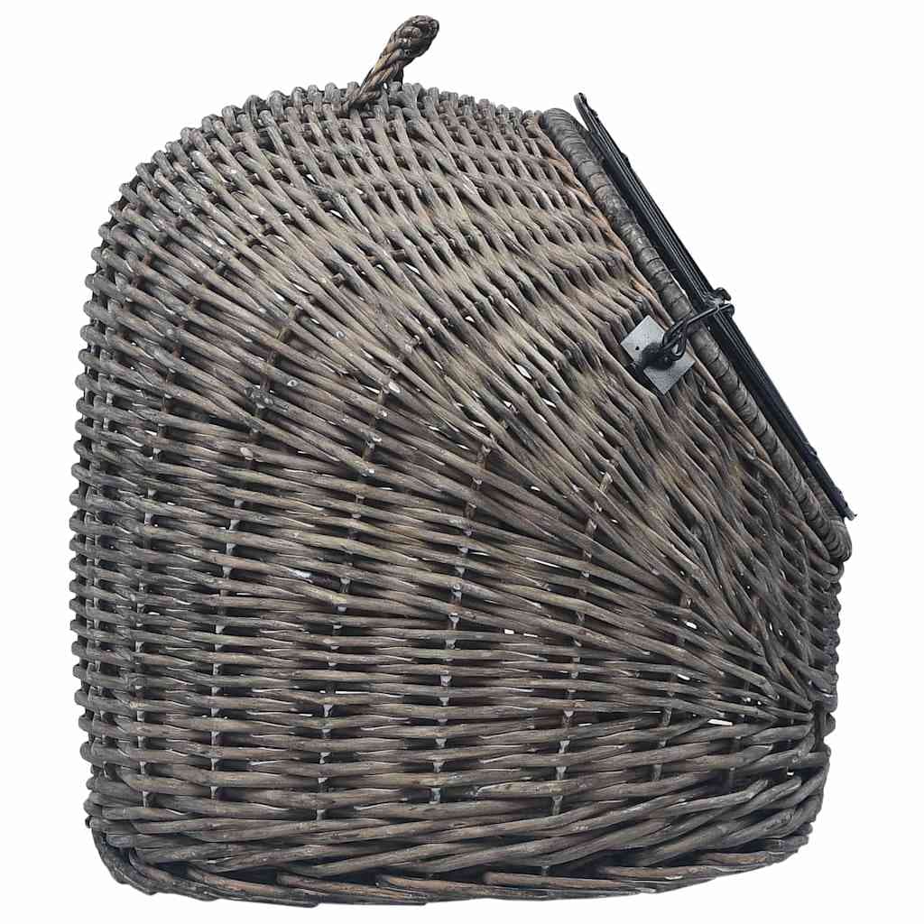 Trasportino per Gatti Grigio 45x35x35 cm in Salice Naturale — miniatura 4 di 7