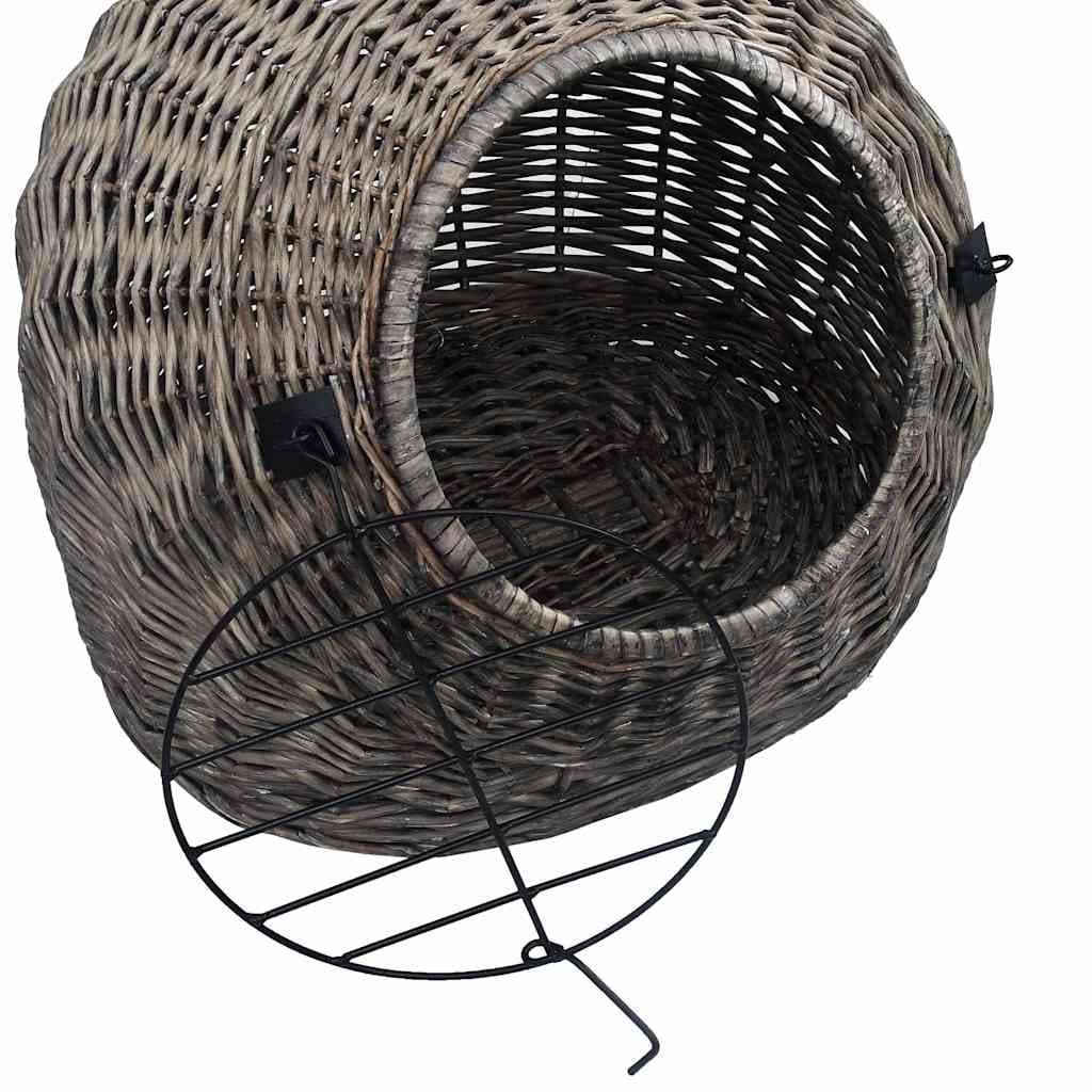 Trasportino per Gatti Grigio 45x35x35 cm in Salice Naturale — miniatura 6 di 7