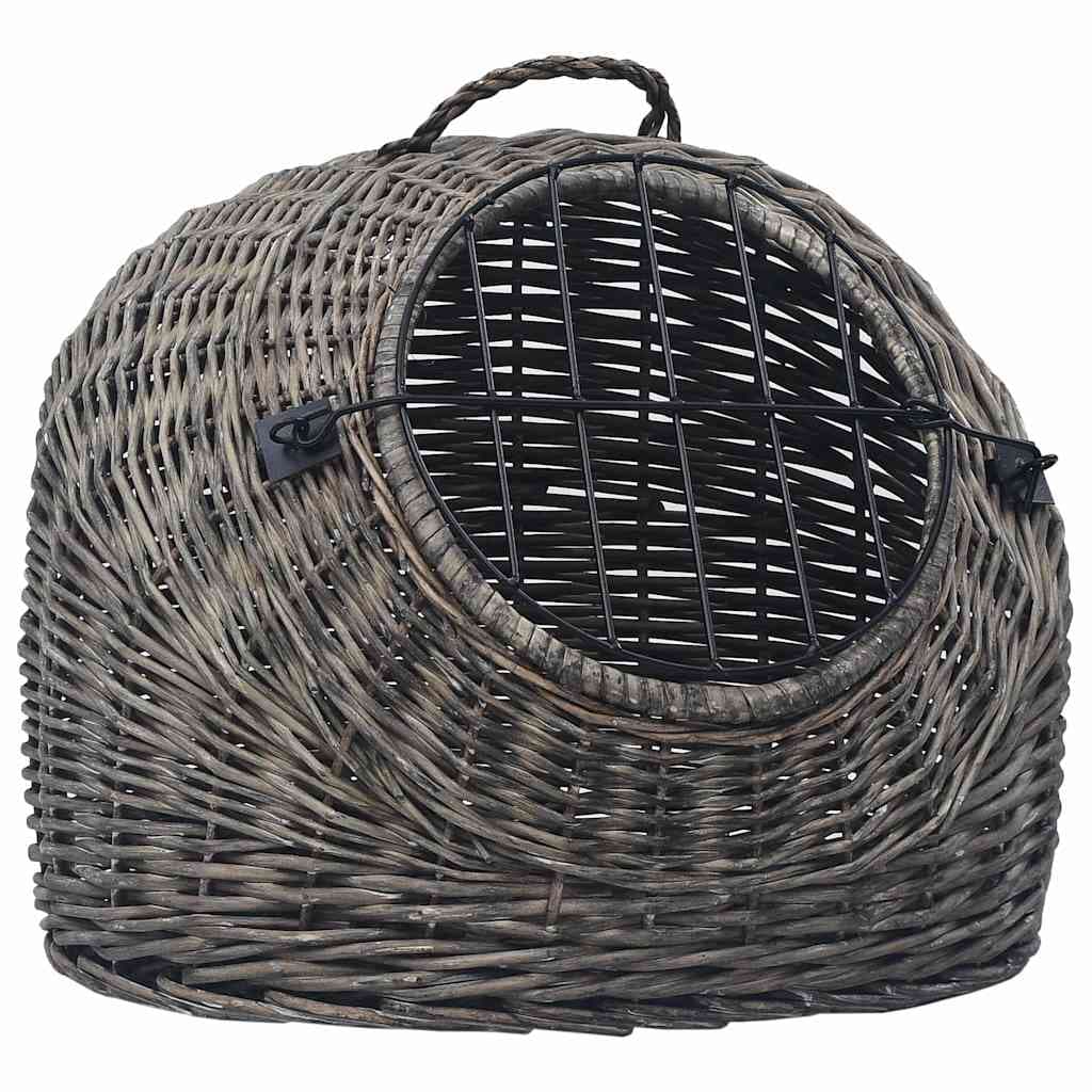Trasportino per Gatti Grigio 60x45x45 cm in Salice Naturale — miniatura 3 di 7