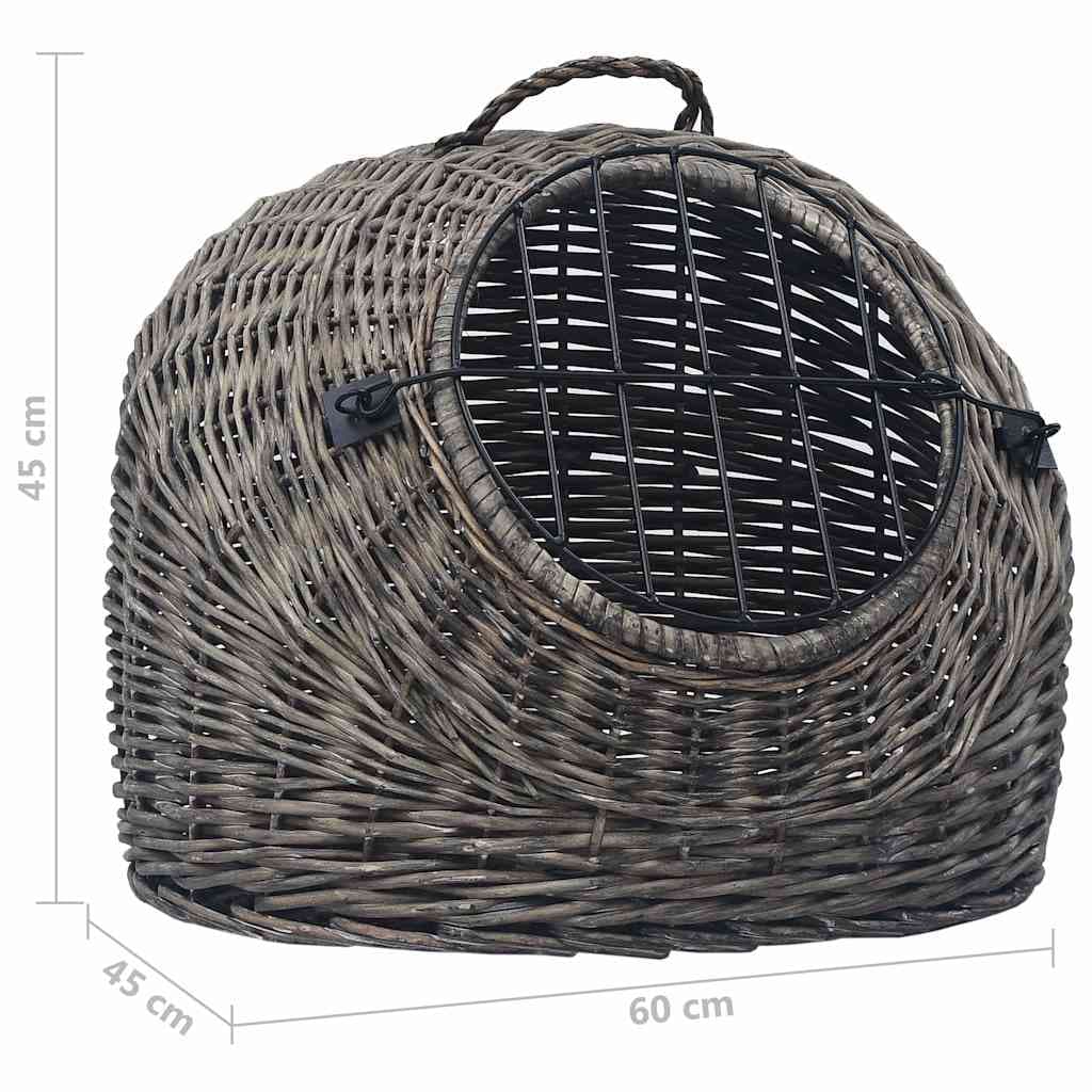 Trasportino per Gatti Grigio 60x45x45 cm in Salice Naturale — miniatura 7 di 7