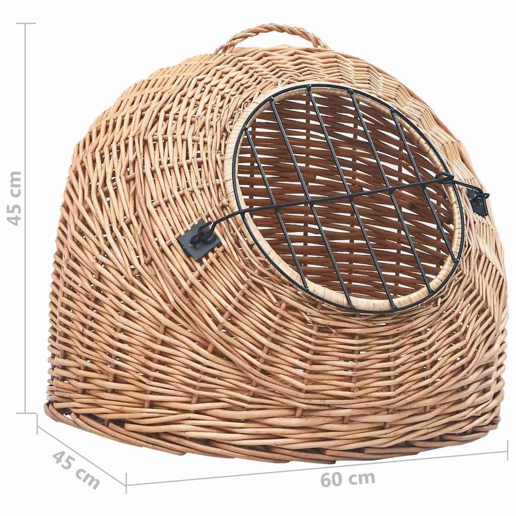 Trasportino per Gatti 60x45x45 cm in Salice Naturale — miniatura 7 di 7