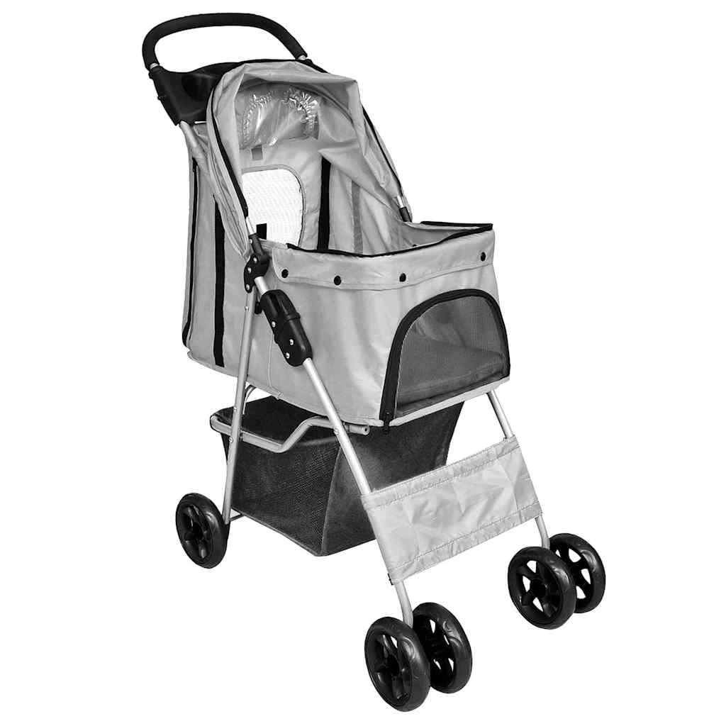 Passeggino per Cani/Gatti Pieghevole Grigio — miniatura 2 di 3